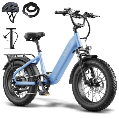 Produktbild von E-Bike mit 720 Wh Akku, 80 km Reichweite, Alu-Rahmen, Tiefer Einstieg & Shimano 7-Gang, Blau