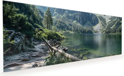 Produktbild von Küchenrückwand Spritzschutz Glas mit Motiv Berglandschaft See 40 x 40 cm