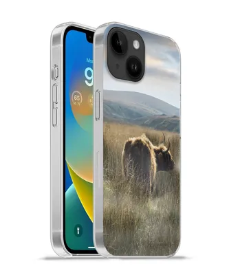 Produktbild von MuchoWow® Handyhülle Schutzhülle Hülle für Apple iPhone 14 - Softcase Schottische Highlander - Nebel - Gras Silikon Softcase Handy Hülle - Mobiltelefonhülle