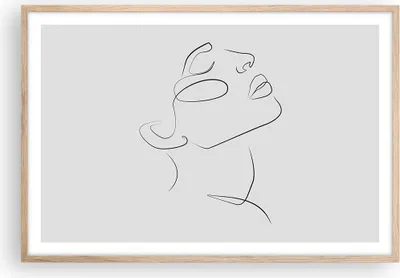Produktbild von Gerahmtes Poster - Rahmen in heller Eiche - Stück Linear Gesicht - 91,5x61 cm - Wand Bild - Wanddeko - Wandbilder - Kunstposter - Wandposter - Bilderrahmen - Bilder - Kunstdruck - P2NAA91x61-4823