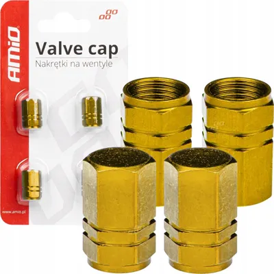 Produktbild von Aluminium Ventilkappen Gelb 4er Set - AMIO-03633 für Auto, Fahrrad, Motorrad