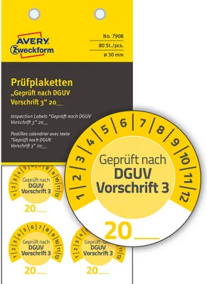 Zdjęcie produktu dla AVERY Zweckform 7908 80 AVERY Zweckform Prüfplaketten 7908 gelb