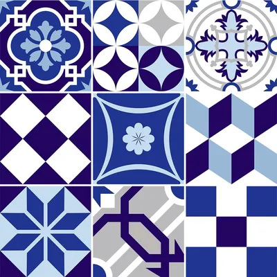 Produktbild von Selbstklebende Fliesenaufkleber für Küche und Bad – 9 Zementfliesenaufkleber im Azulejos Gabiana-Stil – 9 Aufkleber, 20 x 20 cm