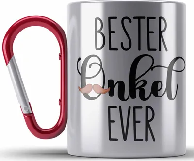 Produktbild von Trendation - Bester Onkel Ever Edelstahl Tasse Karabiner Geschenk Geburtstag Weihnachten Lustig Geschenkideen von Nichte (Rot)