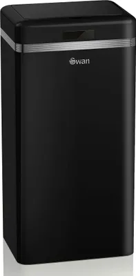 Image de SWAN SWKA4500BNEU Poubelle rétro avec capteur d'ouverture automatique, métal, 45 L, design vintage noir