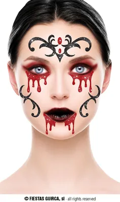 Produktbild von Face Art Glitzer Tattoo Sticker 20x20cm "Vampirin"