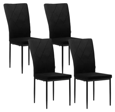 Image de Chaise - Chaises de salle à manger - Ensemble de 4 chaises de salle à manger en velours - Ergonomiques - Pieds en métal - Dossier haut