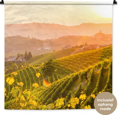 Produktbild von MuchoWow® Wandteppich Wandbehang Italien - Weinberg - Sonne 90x90 cm Tapisserie Dekoration Wandtuch - Wandaufhänger