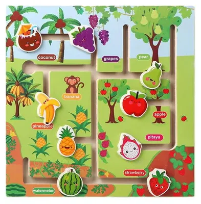 Obrázok produktu pre Montessori bludisko – drevená vzdelávacia tabula pre deti - Fruits