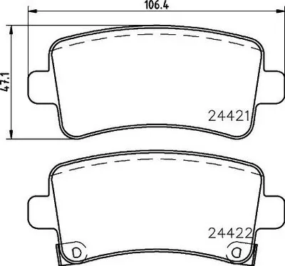 Produktbild von HELLA 8DB 355 037-651 Bremsbeläge Satz Hinten Bremsklötze für OPEL INSIGNIA Caravan INSIGNIA INSIGNIA Stufenheck INSIGNIA A Country Tourer (G09)