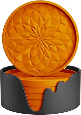 Image de Sous-verres en silicone avec support - [6 pièces] - Dessous de verre pour boissons chaudes ou froides - Épais - Antidérapant - Antiadhésif