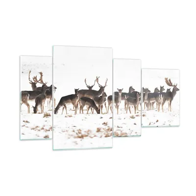 Produktbild von Bilder auf glas - Hirsch Winter Tierwelt Landschaft - 120x70cm - Glasbilder - Wandbilder - Kunstdruck - Wanddekoration aus Glas - Glas Bilder - Wandbild auf Glas - GDL120x70-3144