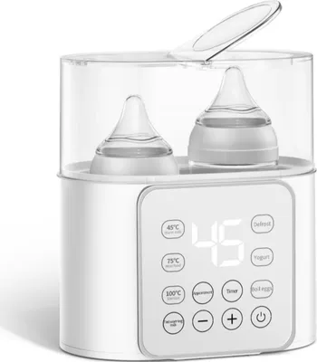Produktbild von AIORBER 9-in-1 Multifunktionaler Baby Flaschenwärmer mit Sterilisation, Doppel-Flaschen, Schnellaufheizung und Temperaturkontrolle, 220V, Weiß