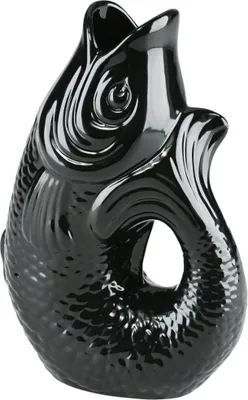 Produktbild von Gift Company Vase Monsieur Carafon S, Dekovase in Fisch-Form, Steingut, Schwarz, 25.2 cm, 1087403002