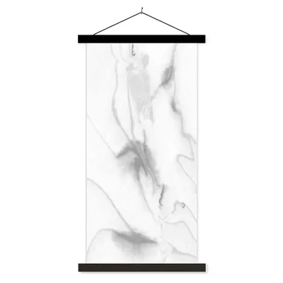 Produktbild von MuchoWow® Textilposter Marmor - Grau - Weiß - Abstrakt - Marmoroptik 90x180 cm mit schwarzem Rahmen - Dekoration Wohnzimmer