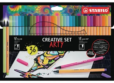 Image de STABILO 8868/36-1-20-6 STABILO point 88 / Pen 68 Set créatif ARTY, étui carton de 36 pièces