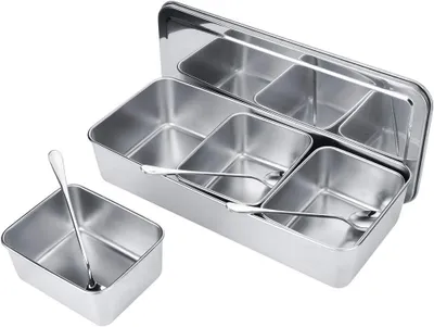 Image de Boîte à épices avec 8 compartiments, en acier inoxydable, avec couvercle, pour la cuisine