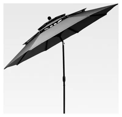 Produktbild von Windfester Sonnenschirm, 300 cm Gartenschirm mit Kurbel, neigbar, Aluminium-Terrassenschirm belüftet, UV-Schutz, Sonnenschutz für Terrasse, Garten, Balkon (Anthrazit)