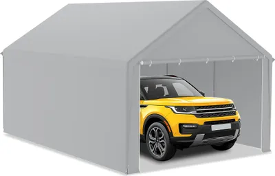 Produktbild von UISEBRT 4x6m Große Zeltgarage Garagenüberdachung - UV-beständiger Unterstand Carport Garagenzelt & Lagerzelt mit PE-Dach für Auto, SUV, LKW, Boot - Grau
