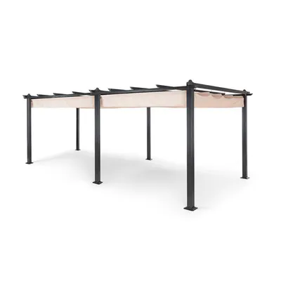Produktbild von Blumfeldt Pavillon, altánok, 3 x 6 m, kovový altánok z nehrdzavejúcej ocele so sťahovacou strechou, vodotesný, stabilný a odolný voči zime, odolná voľne stojaca pergola, záhradný altánok s UV ochranou a hliníkovým rámom