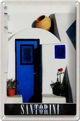 Produktbild von Blechschild Reise 20x30cm Santorini Griechenland Urlaub Strand