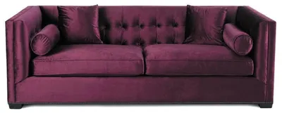 Image de Canapé Chesterfield rouge trois places en velours Salon Design Canapés rembourrés