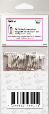 Mini-Sicherheitsnadeln, 36 Stück, weiß, 19 mm, Metall