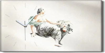 Produktbild von Dekor Leinwand Uhr Wandbilder 60x30 Zeichnung Alte Frauen Früchte Kunst - weiße Hände
