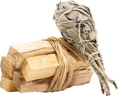 Immagine prodotto di Cebador - Set di bastoncini di incenso: legno di Palo Santo 50 g, salvia bianca 20 g - Mazzetti di incenso di alta qualità - Incenso naturale per il relax