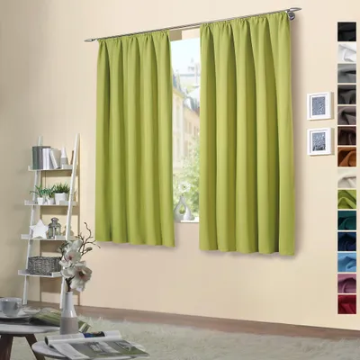 Produktbild von heimtexland ® 2 Stück Thermo Verdunkelungsvorhänge Sonnenschutz Kälteisolierung Verdunkelungsgardinen Kräuselband Vorhang Typ139 Grün HxB 175 x 135 cm