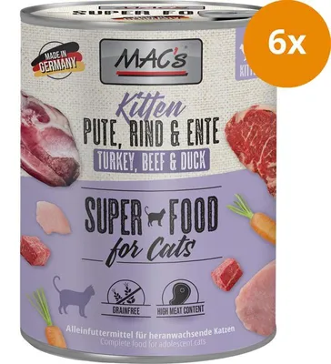 Produktbild von MAC's CAT KITTEN - PUTE, RIND, ENTE, Kitten, Truthahn, 800 g
