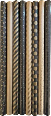 Produktbild von Golden Art Geschenkpapier – 100 % recyceltes Kraftpapier – 200 x 70 cm – 8 Rollen