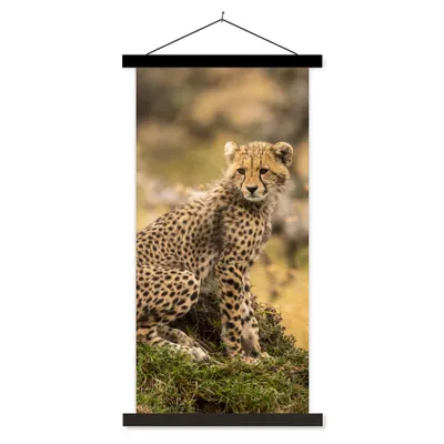 Produktbild von MuchoWow® Textilposter Leopard - Wald - Tier 60x120 cm mit schwarzem Rahmen - Magnete