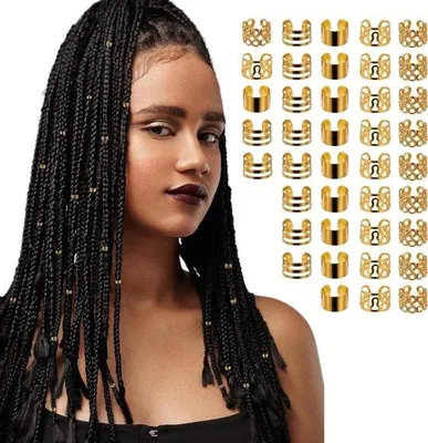 Image de Bijoux en or pour dreadlocks - 40 pièces - Barrettes - Pinces à cheveux - Manchons pour cheveux - Unie