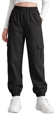 Immagine prodotto di Omgoods - Pantaloni cargo in cotone per bambine, con cintura elastica