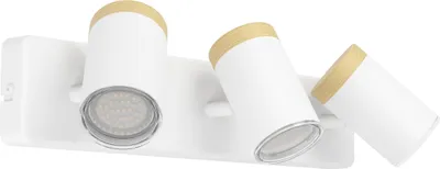 Produktbild von EGLO Deckenlampe 3-flammig Consuma, Deckenstrahler für Wohnzimmer und Badezimmer, Deckenleuchte mit 3 Spots, Holz und Stahl in Weiß, GU10 , IP44