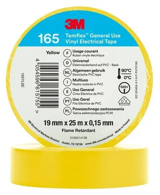 Produktbild von 3M Temflex 15mmx10m Gelb 165YL1E Vinyl-Isolierband 0,15mm 7100184732