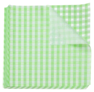 Produktbild von Backpapier - 100 Blatt fettdichte Deli Papierblätter - Zum Verpacken von Burgern, Pommes und Sandwiches - 18 x 18 cm, Grün