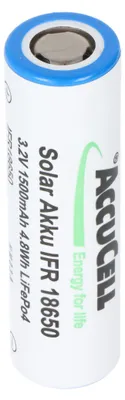 Produktbild von 3,2 Volt Solar Akku Lithium 18650 IFR LiFePo4 Akku Flat Top ohne Kopf ungeschützt 64,5x18mm, 1100mAh - 1400mAh