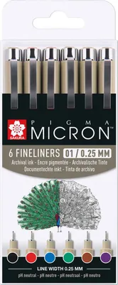 Obrázok produktu pre Sakura Pigma Micron Fineliner-Set farbsortiert 6 St.
