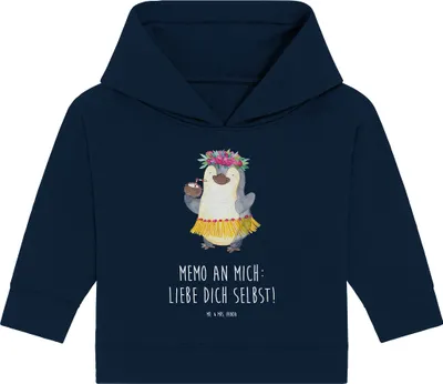 Produktbild von Mr. & Mrs. Panda Organic Baby Hoodie Pinguin Kokosnuss 12. - 18. Monat - French Navy - Geschenk, Kapuzensweatshirt, Kapuzenshirt, Hawaii, Urlaub, Aloha, Ferien