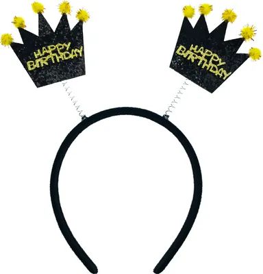Produktbild von Oblique Unique Haarreif Happy Birthday Kronen Kopfschmuck Haarreifen Accessoire für Geburtstag Jubiläum - schwarz gold