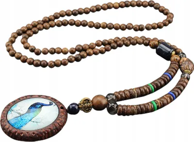 Produktbild von Holzkette NEPAL BUDDHIST MALA Tibetisches Amulett HANDGEMACHT