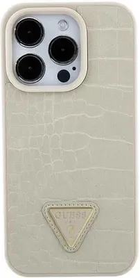Produktbild von Guess Guhcp15Spcrthcd Iphone 15 6.1 Złoty/Gold Hardcase Croco Dreieck Metall Logo