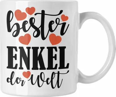 Produktbild von Trendation - Enkel Tasse Geschenk Oma Opa Enkel Geschenke Geschenkidee Kaffeetasse Kaffeebecher von Großeltern Bester Enkel (Weiß)