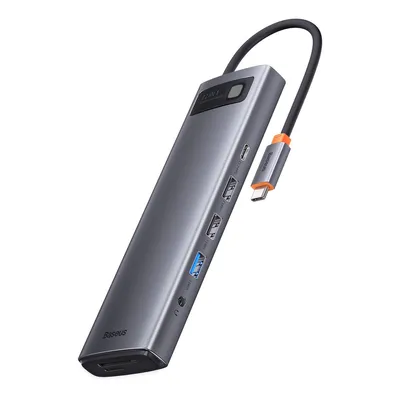 Produktbild von Baseus Metal Gleam Multifunktions-Hub Usb Typ C 12W1 Hdmi / Dp / Usb Typ C / Minijack 3.5Mm / Rj45 / Sd (Wkwg020213)