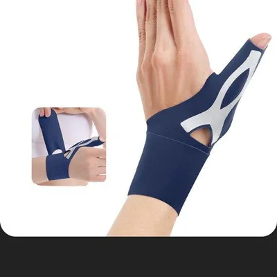 Produktbild von Handstütze mit Kompressionsfunktion und Stabilisator - blauw - rechts - einheitsgröße
