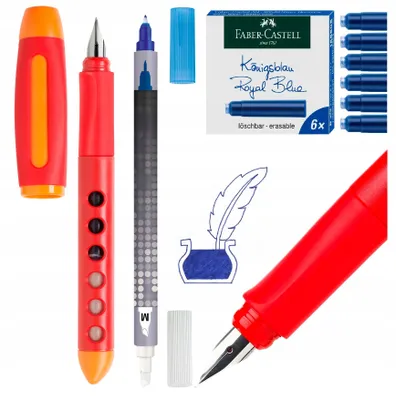 Produktbild von FABER-CASTELL Scribolino Füller Linkshänder Tintenpatronen Tintenkiller Set