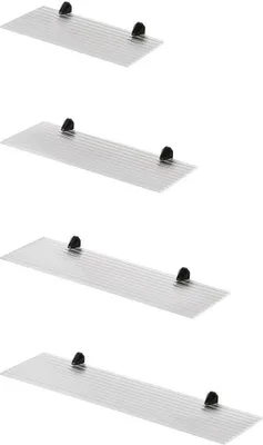 Produktbild von HOOZ Glasregal – Transparent Geriffelt – 6 mm Sicherheitsglas – inkl. Halterung Schwarz matt – 40 cm
