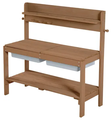 Produktbild von roba Kinder Outdoor Gartenküche 'Fun' Outdoor +, Holz, Matschküche mit abnehmbarer Abdeckung, 2 Kunststoff-Wannen und Ablage